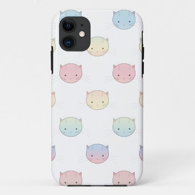 Cute Pastel Kitty Cat Faces Pattern Case-Mate iPhone Case (Back)