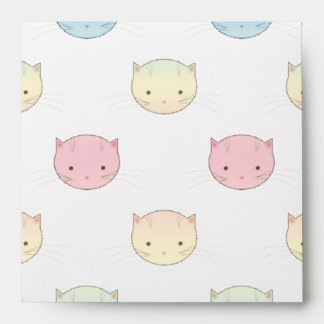 Cute Pastel Kitty Cat Faces Pattern Envelope