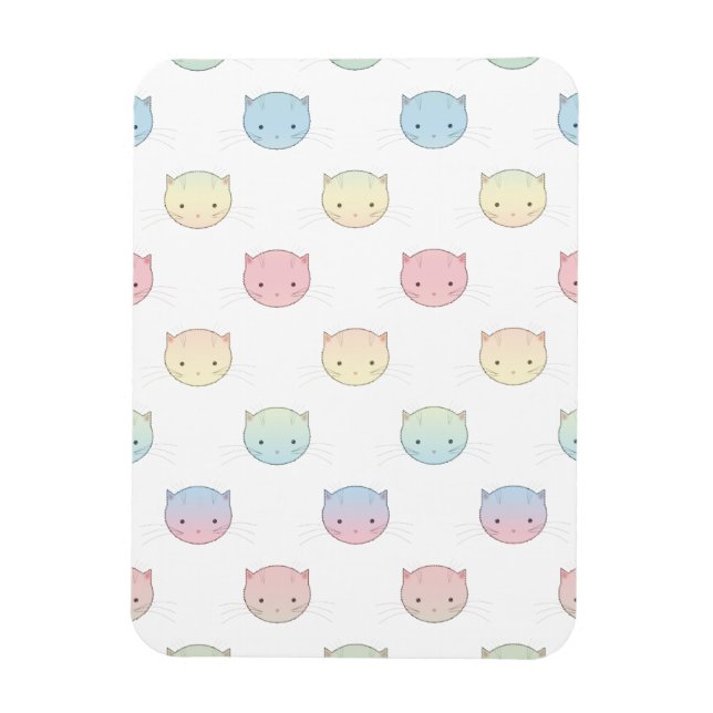 Cute Pastel Kitty Cat Faces Pattern Magnet (Vertical)