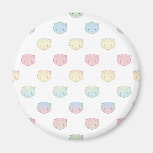 Cute Pastel Kitty Cat Faces Pattern Magnet