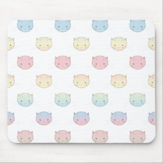 Cute Pastel Kitty Cat Faces Pattern Mouse Pad