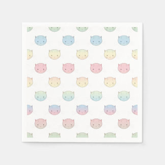 Cute Pastel Kitty Faces Pink Blue Green Yellow Napkins
