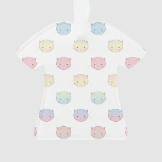 Cute Pastel Kitty Faces Pink Blue Green Yellow Ornament