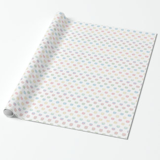 Cute Pastel Kitty Faces Pink Blue Green Yellow Wrapping Paper