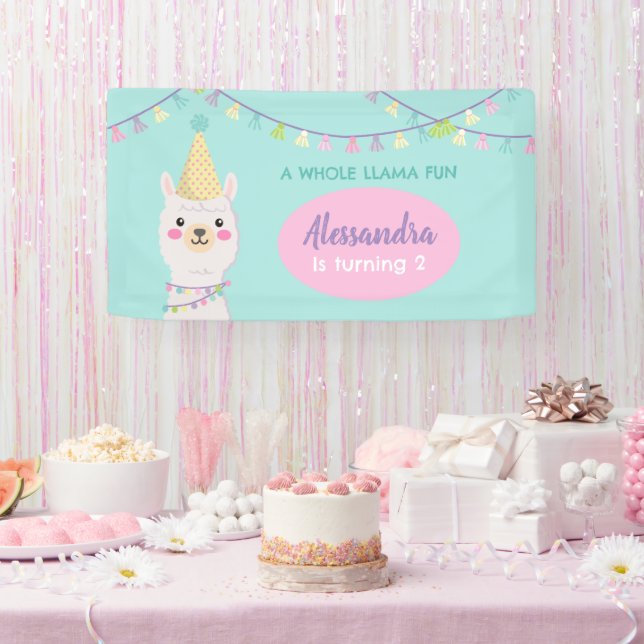 Cute pastel llama party banner (Party)