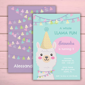 Cute pastel llama party Invitation