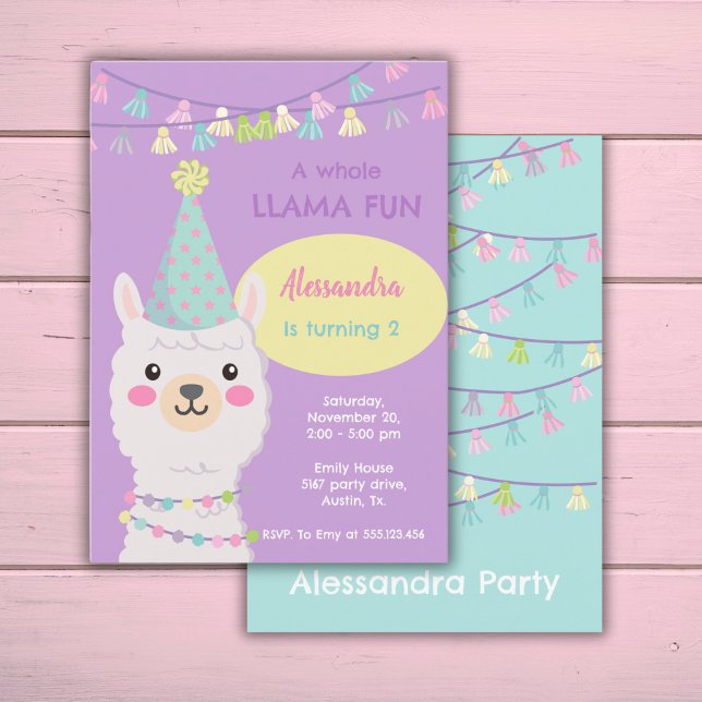 Cute pastel llama party Invitation (Creator Uploaded)