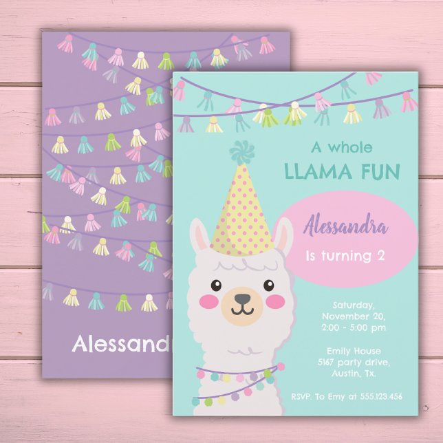 Cute pastel llama party Invitation (Creator Uploaded)