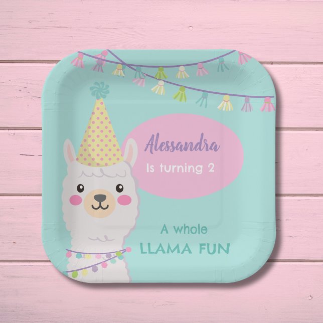 Cute pastel llama party paper plates (Creator Uploaded)