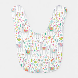 Cute Pastel Llama Pattern Baby Bib