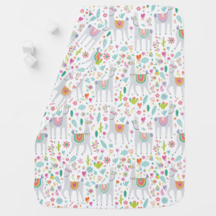 Cute Pastel Llama Pattern Baby Blanket