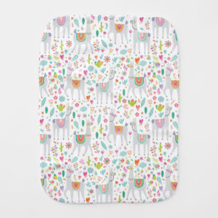 Cute Pastel Llama Pattern Baby Burp Cloth