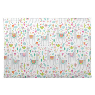 Cute Pastel Llama Pattern Cloth Placemat