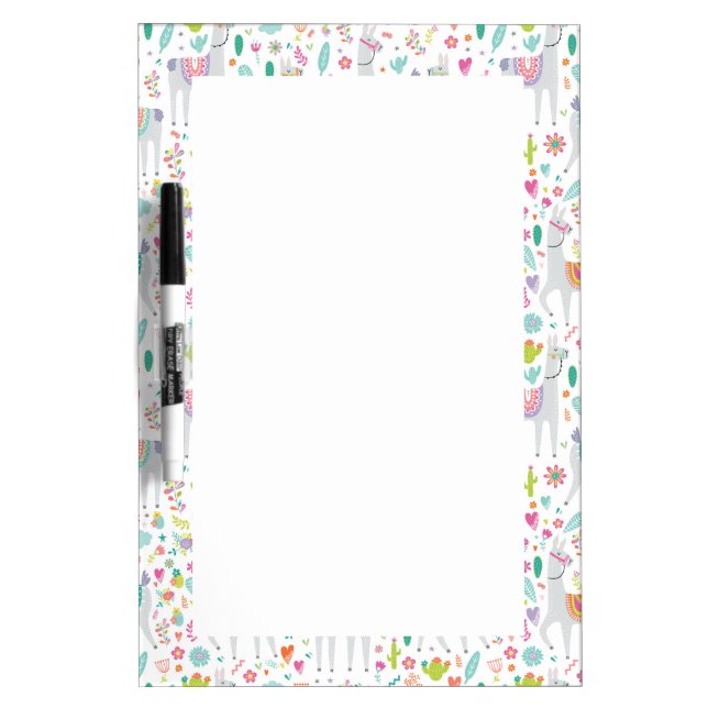 Cute Pastel Llama Pattern Dry Erase Board (Front)