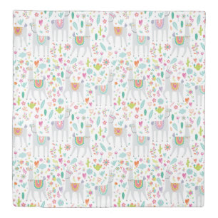 Cute Pastel Llama Pattern Duvet Cover