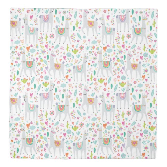 Cute Pastel Llama Pattern Duvet Cover (Front)