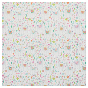 Cute Pastel Llama Pattern Fabric