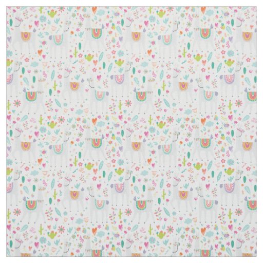 Cute Pastel Llama Pattern Fabric