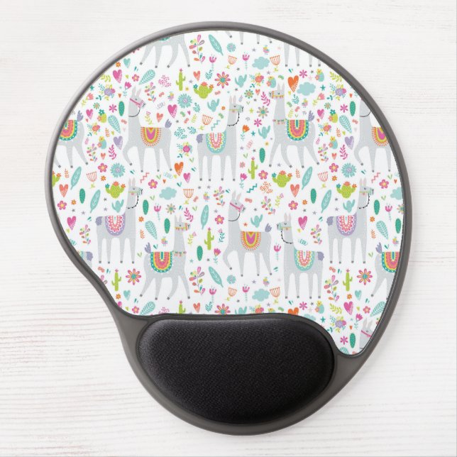 Cute Pastel Llama Pattern Gel Mouse Pad (Front)