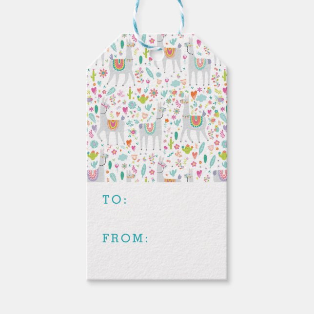 Cute Pastel Llama Pattern Gift Tags (Front)