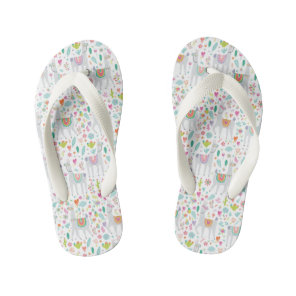 Cute Pastel Llama Pattern Kid's Flip Flops