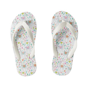 Cute Pastel Llama Pattern Kid's Flip Flops