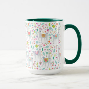 Cute Pastel Llama Pattern Mug
