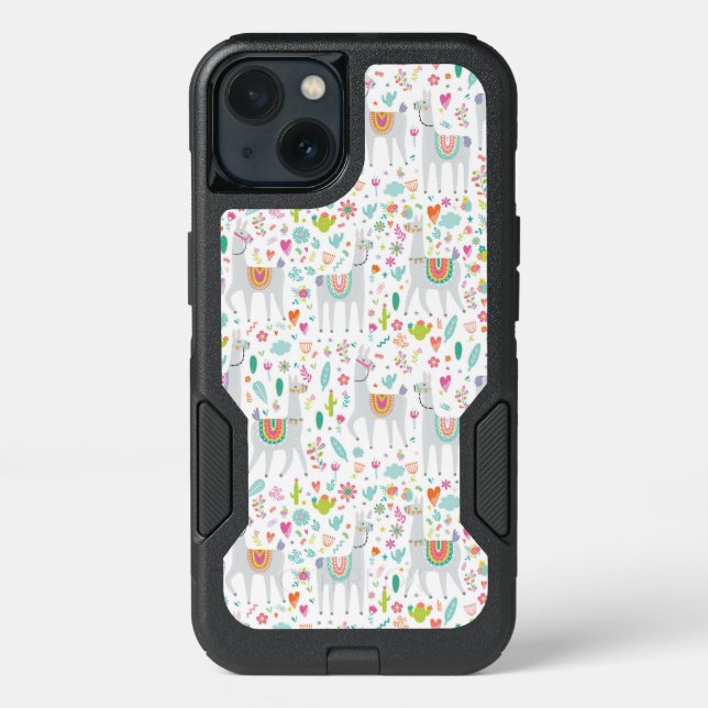 Cute Pastel Llama Pattern Otterbox iPhone Case (Back)