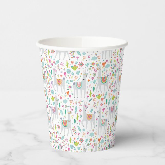 Cute Pastel Llama Pattern Paper Cups (Left)