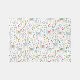 Cute Pastel Llama Pattern Rug