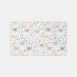 Cute Pastel Llama Pattern Rug