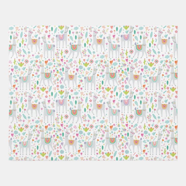 Cute Pastel Llama Pattern Rug (Front)