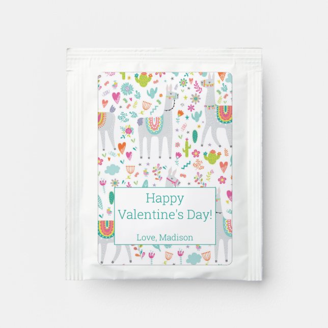 Cute Pastel Llama Pattern Tea Bag Drink Mix (Front)