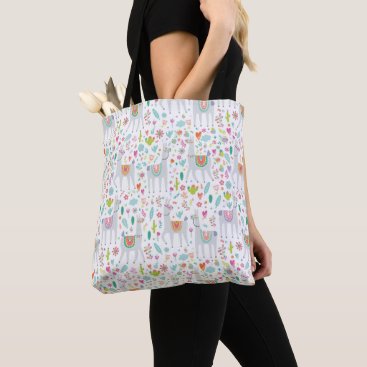 Cute Pastel Llama Pattern Tote Bag Cute Pastel Llama Pattern Tote Bag
