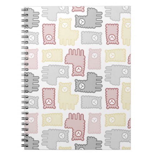 Cute Pastel Llama Puzzle Pattern Notebook