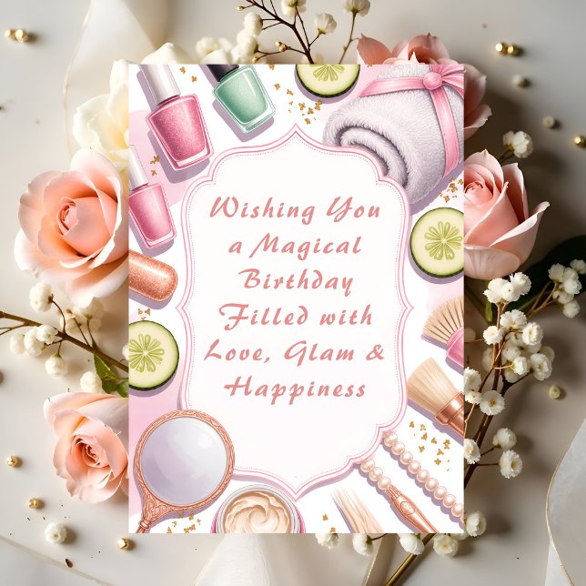 Cute Pastel Makeup Birthday Wishes Card (Creator Uploaded)