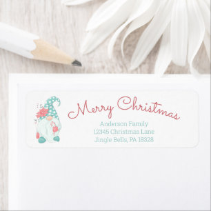 Cute Pastel Merry Christmas Gnome Return Address L Label