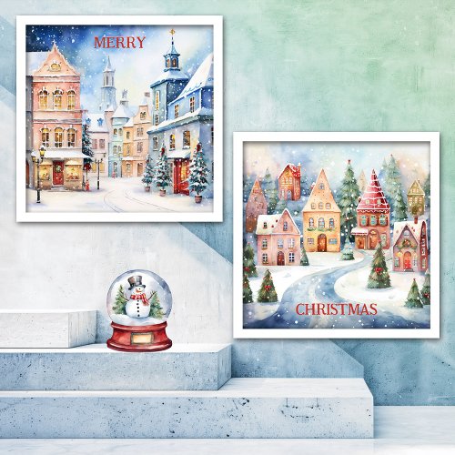 Cute Pastel Merry Christmas Homes Peel And Stick Photo Tile