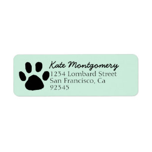 Cute Pastel Mint Green Paw Print Return Address Label
