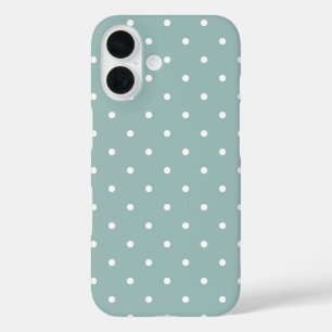 Cute Pastel Mint Green With White Polka Dot Spots iPhone 16 Case