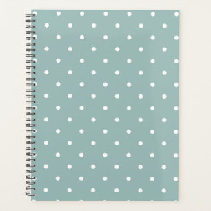Cute Pastel Mint Green With White Polka Dot Spots Planner
