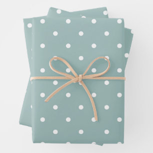 Cute Pastel Mint Green With White Polka Dot Spots Wrapping Paper Sheets