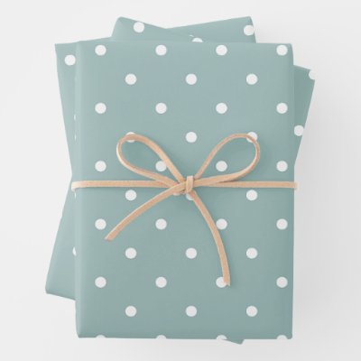 Cute Pastel Mint Green With White Polka Dot Spots  Wrapping Paper Sheets