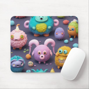 Cute Pastel Monsters Pattern Mouse Pad Gift