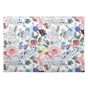 Cute Pastel Multi-Color Floral Pattern Cloth Placemat