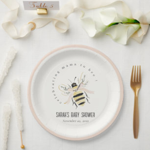 Cute Pastel Mum To Bee Neutral Baby Shower Paper Plates