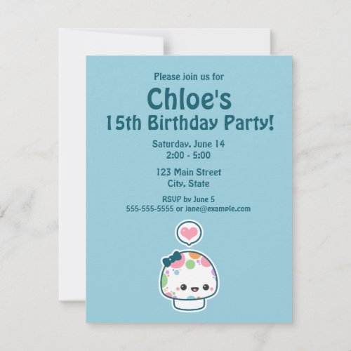 Cute Pastel Mushroom Birthday Party Invitations