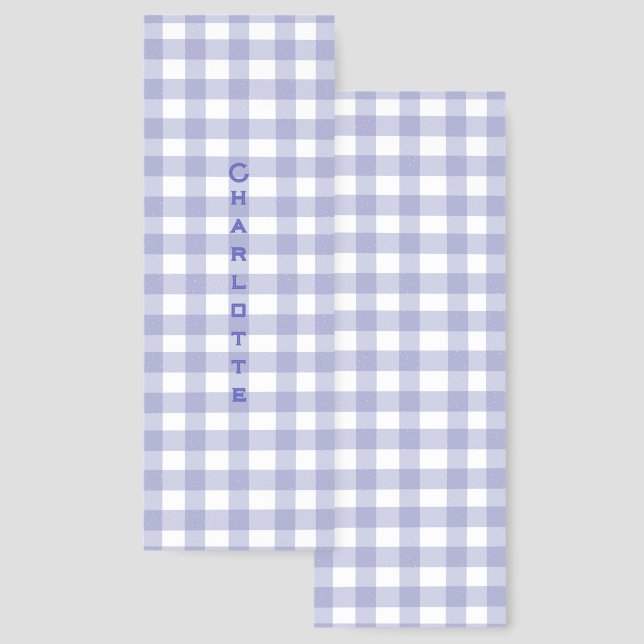 Cute Pastel Navy Gingham Pattern Bookmark (Front & Back)
