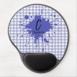 Cute Pastel Navy Gingham Pattern Gel Mousepad