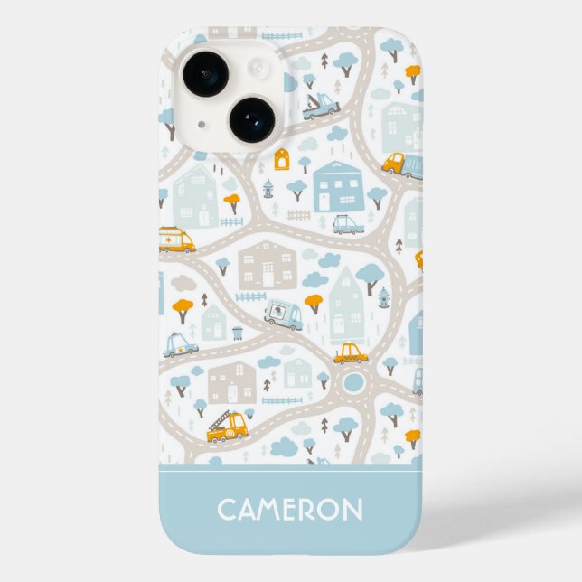 Cute Pastel Neighborhood Map Pattern Case-Mate iPhone Case (Back)